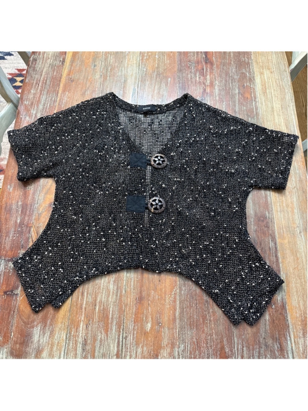Kaktus Black Crochet Cardigan Large